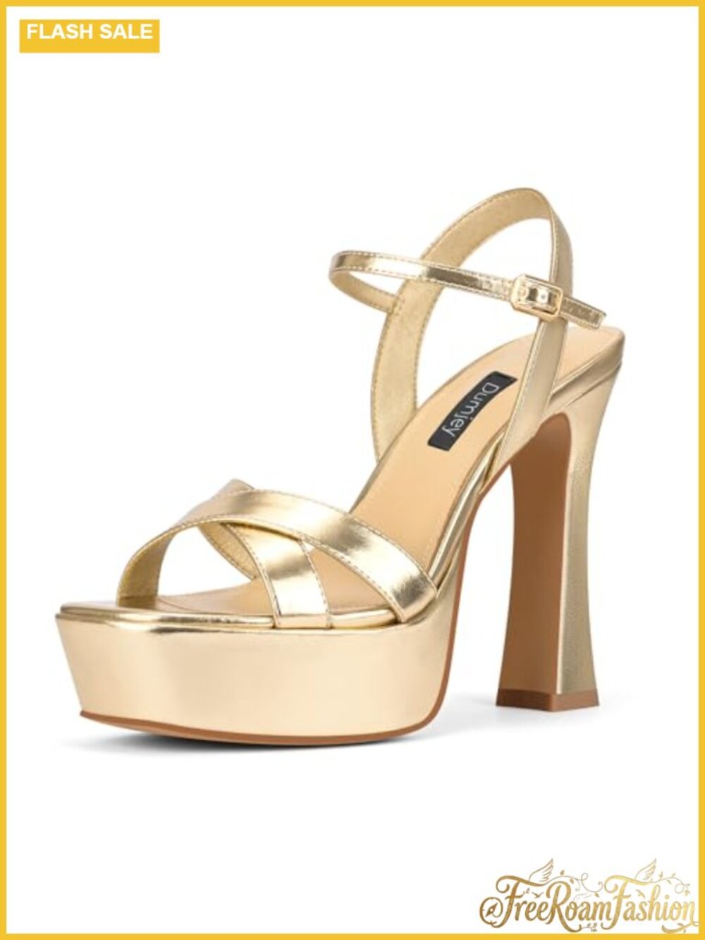 Women's Faux Leather Platform Heeled Sandals Ankle Strap